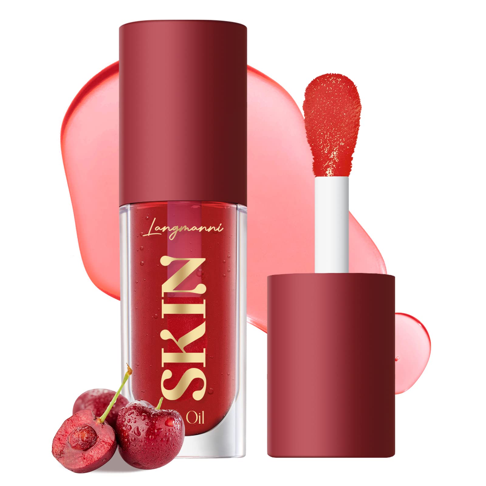 BANGFENG 2-Pack Hydrating Lip Glow Oil – Big Brush, Strawberry & Cherry