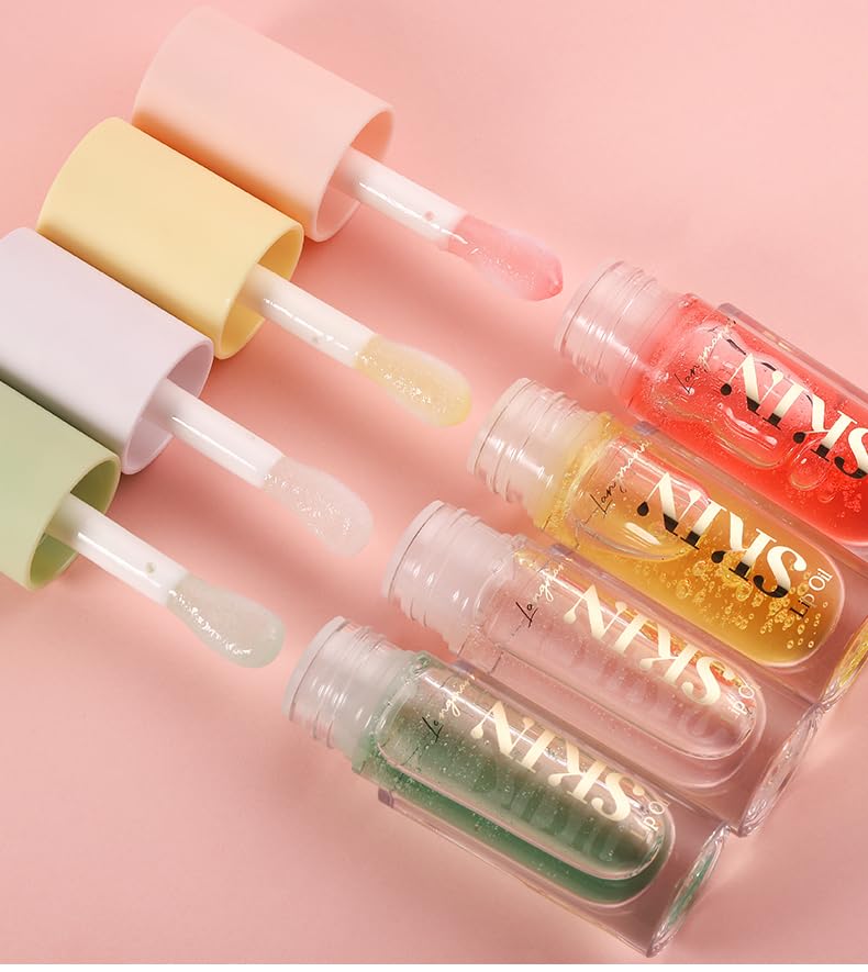 BANGFENG 2-Pack Hydrating Lip Glow Oil – Big Brush, Strawberry & Cherry