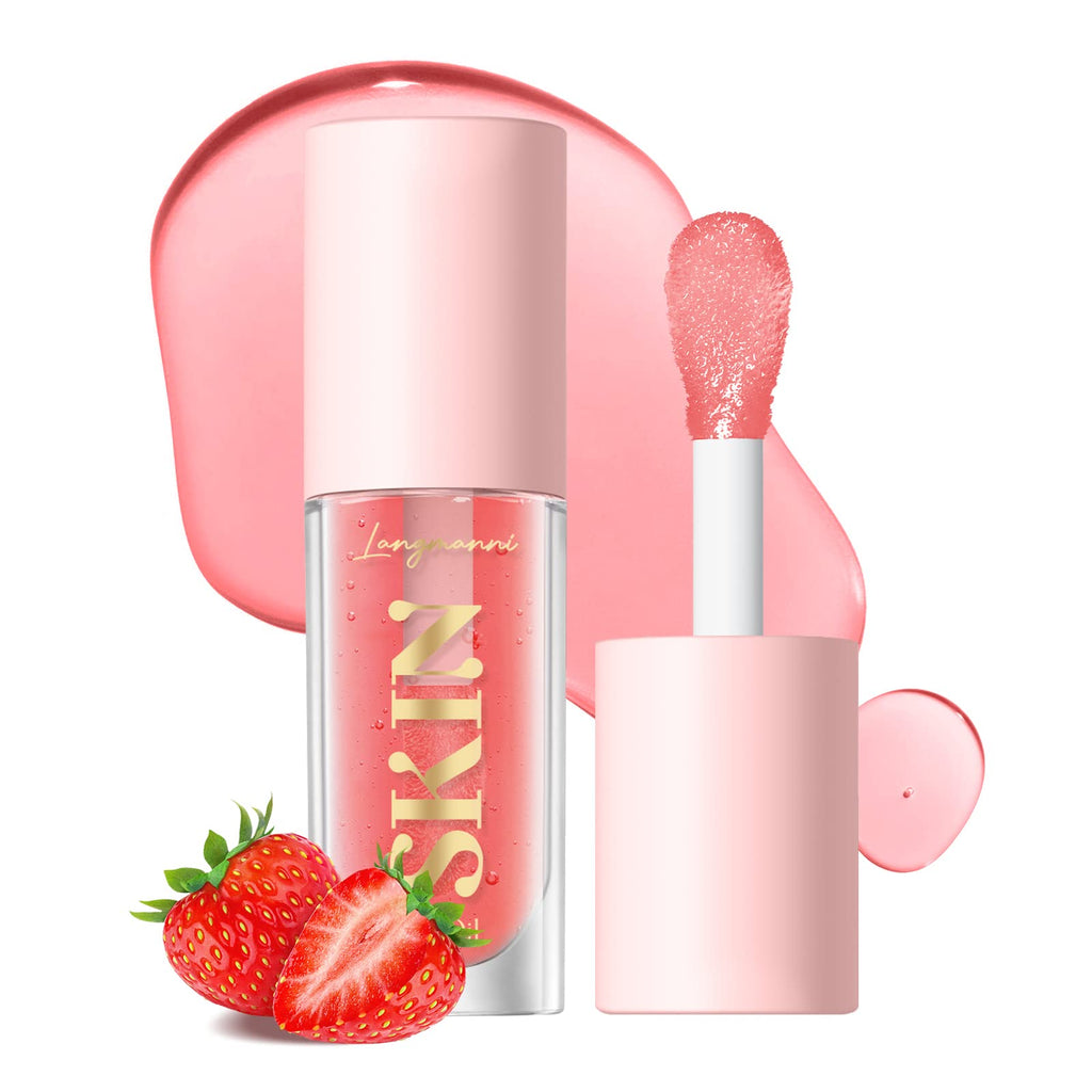 BANGFENG 2-Pack Hydrating Lip Glow Oil – Big Brush, Strawberry & Cherry