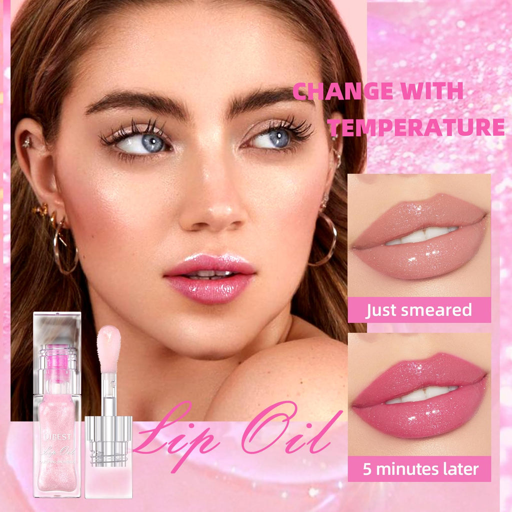 Bangfeng 2Pcs Magic Color-Changing Lip Oil – Hydrating, Plumping, Non-Sticky Glimmer Glow