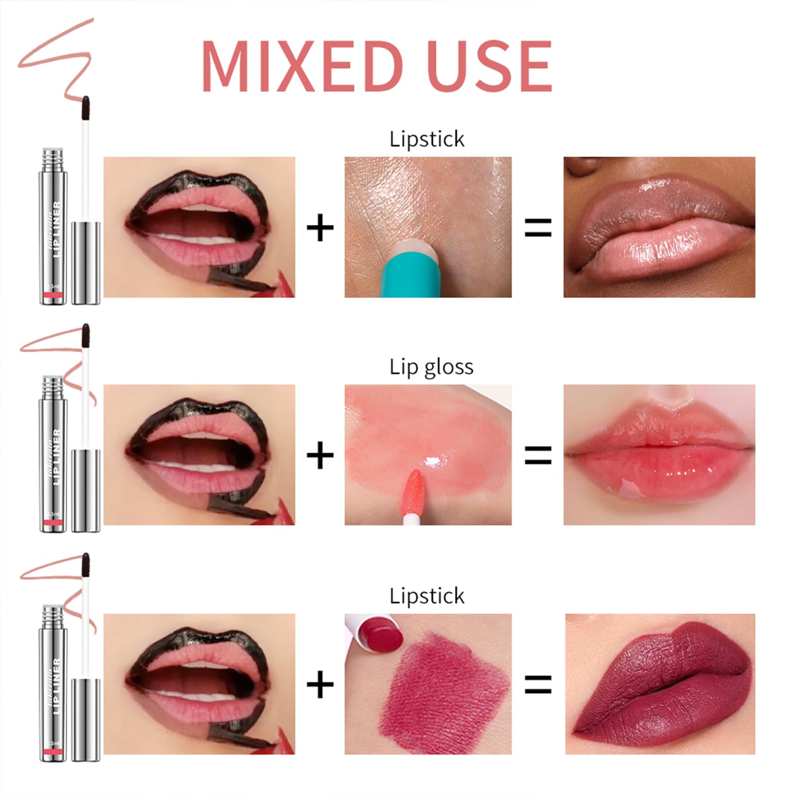 BANGFENG 4Pcs Peel Off Lip Liner Stain — Long-Lasting, Waterproof Nude Matte Lip Color