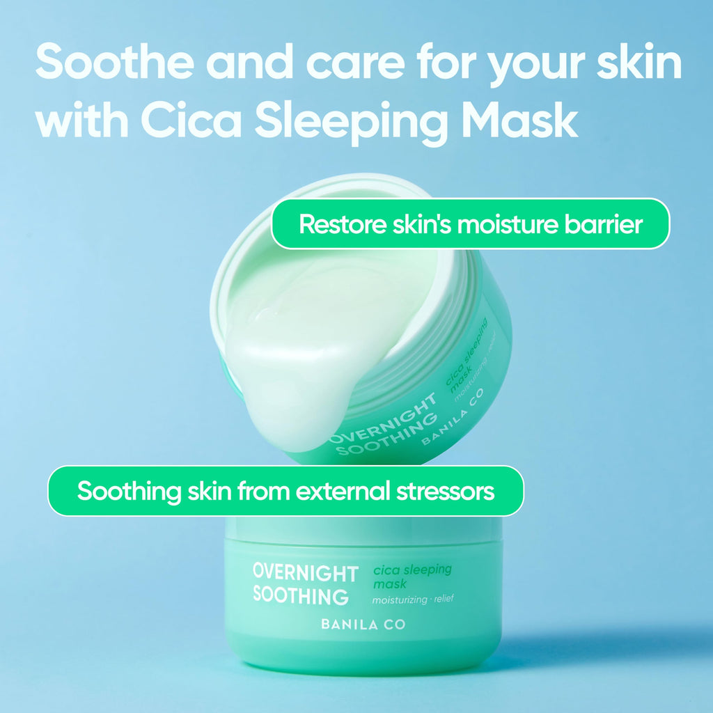 BANILA CO Overnight Soothing Cica Sleeping Mask | Centella Water & Panthenol for Hydration