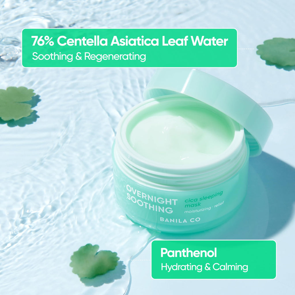 BANILA CO Overnight Soothing Cica Sleeping Mask | Centella Water & Panthenol for Hydration