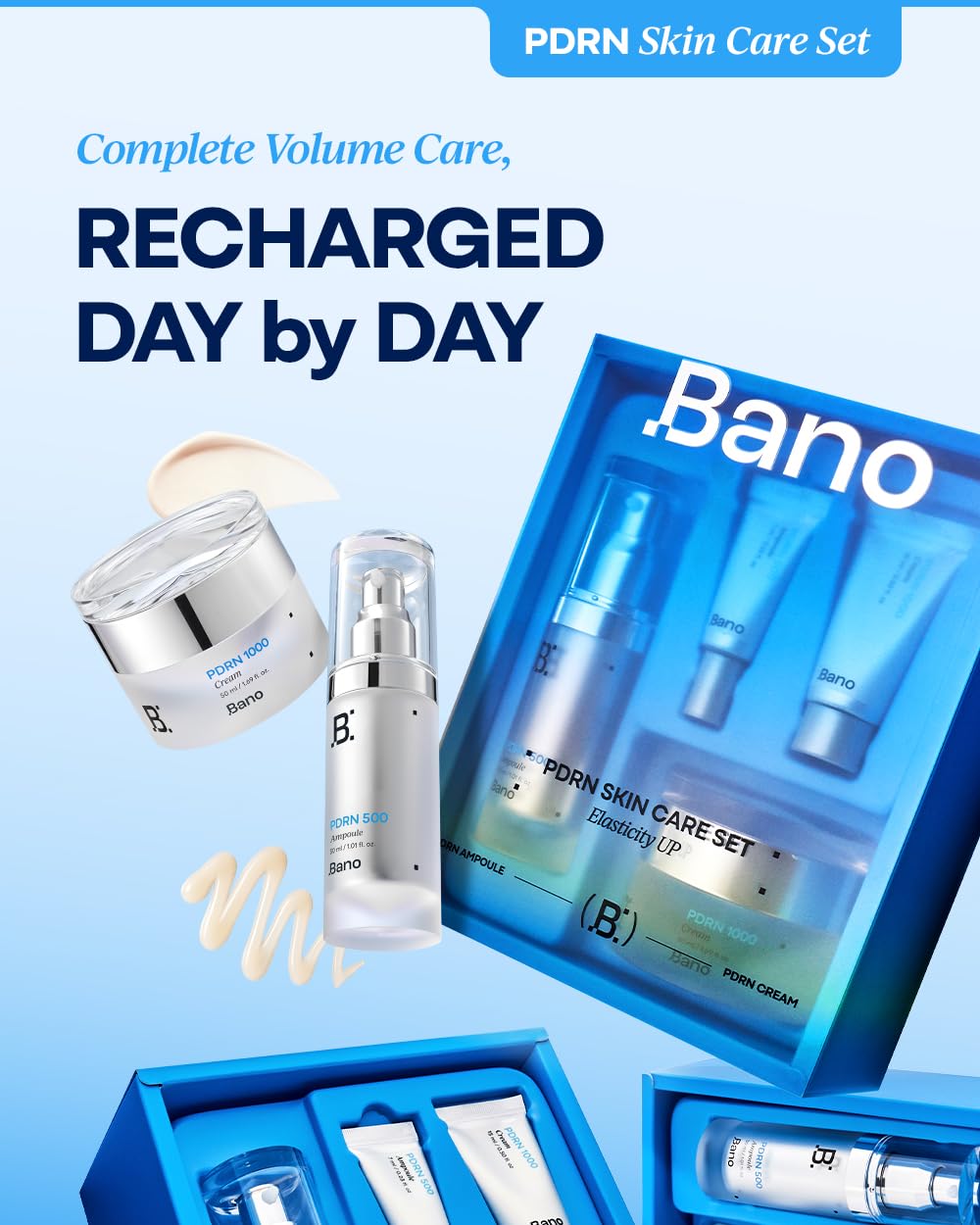Bano PDRN Skin Care Set – Firming Serum & Cream with Hyaluronic Acid, Peptides & Bakuchiol | Fragrance-Free Korean Skincare