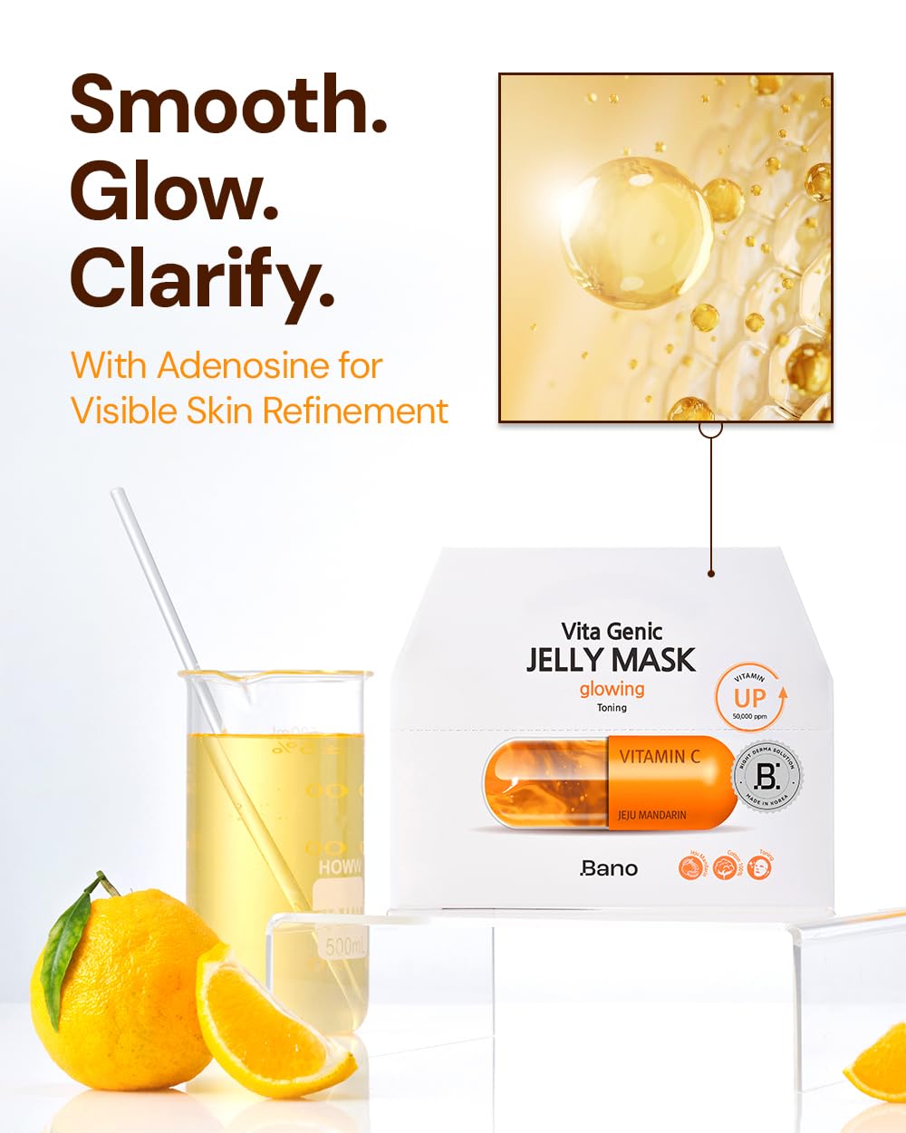 Bano Vita Genic Jelly Mask – Hydrating Fragrance-Free Sheet Mask with Vitamin C, Biotin & Niacinamide