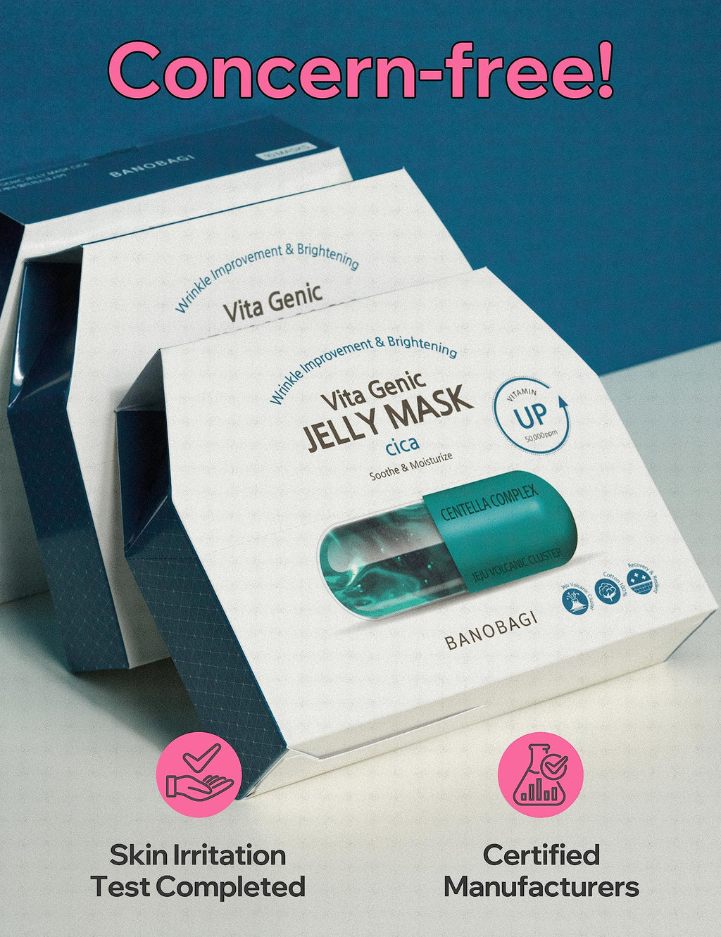 BANOBAGI Vita Genic Jelly Cica Mask with Jeju Volcanic Ash & 11 Vitamin Complex | 10 Sheets