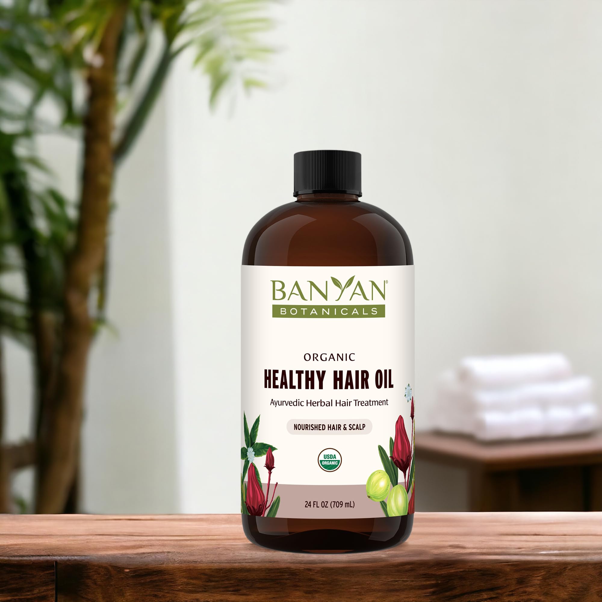 Banyan Botanicals Herbal Hair Oil – 24 oz | Nourish & Support Hair Growth