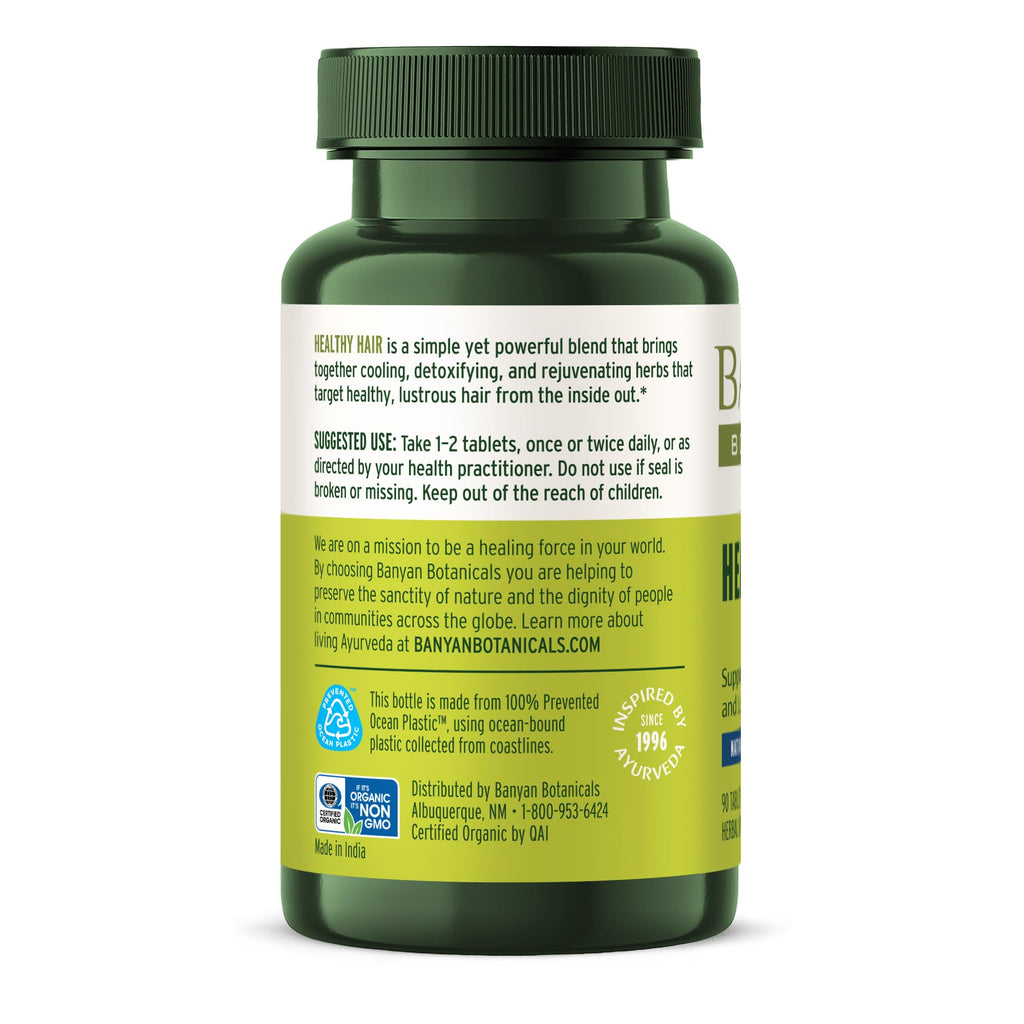 Banyan Botanicals Healthy Hair Tablets – Organic Ayurvedic Hair Care for Thick, Lustrous Hair (90 Vegan Tablets)