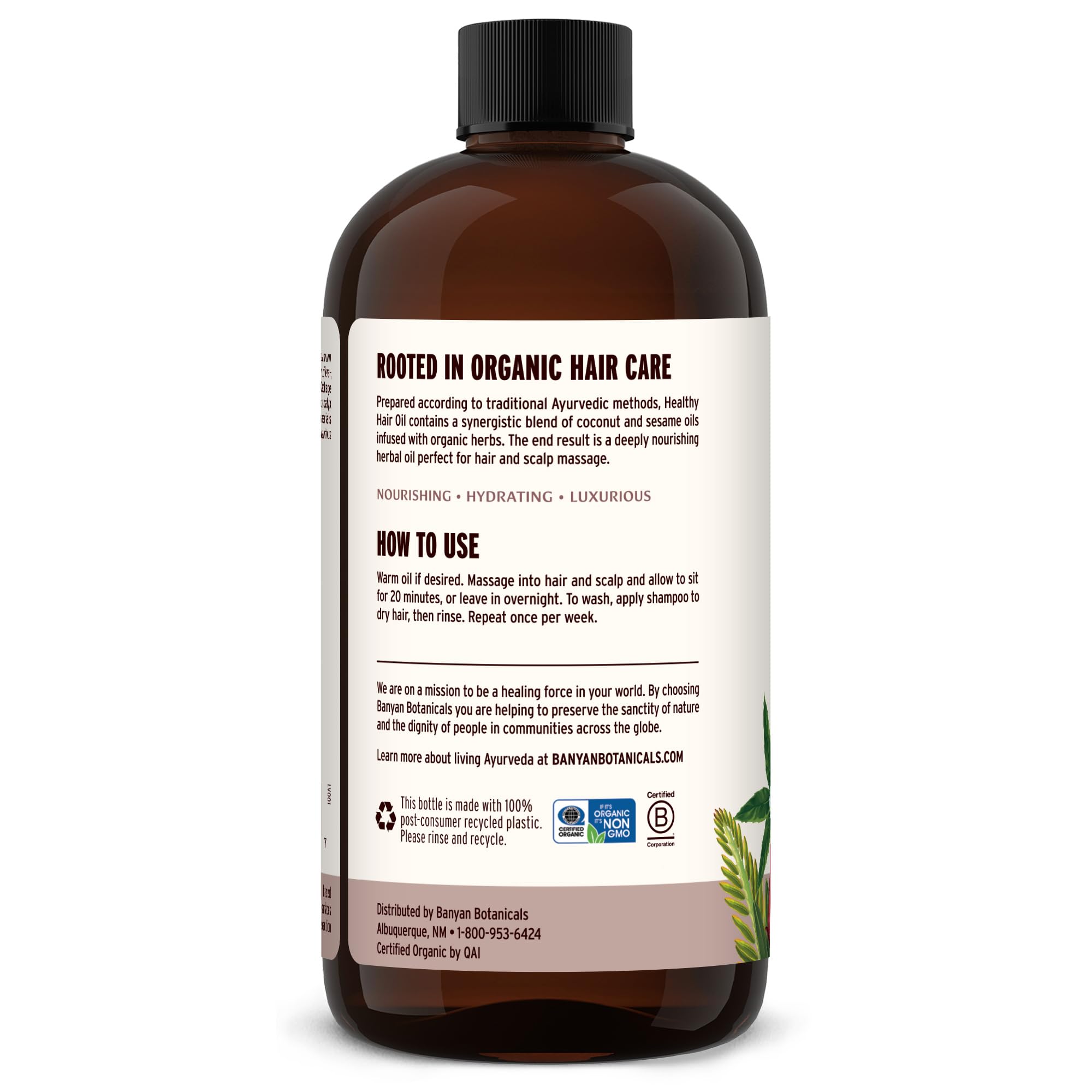 Banyan Botanicals Herbal Hair Oil – 24 oz | Nourish & Support Hair Growth