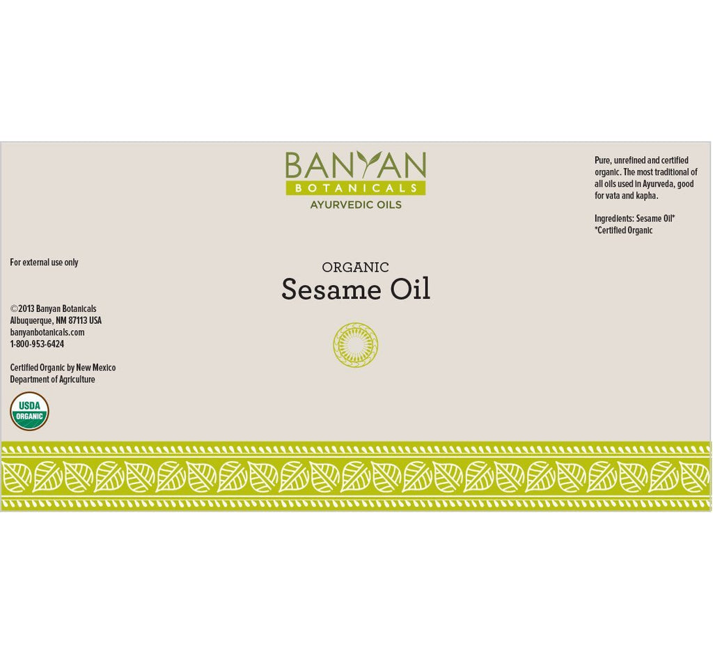 Banyan Botanicals Sesame Oil — Organic Unrefined Ayurvedic Oil (34 oz)