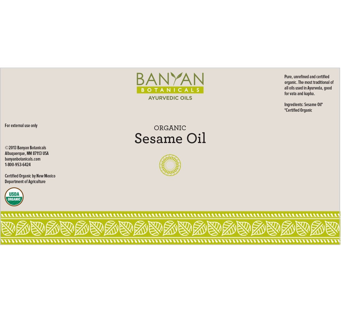 Banyan Botanicals Sesame Oil — Organic Unrefined Ayurvedic Oil (34 oz)