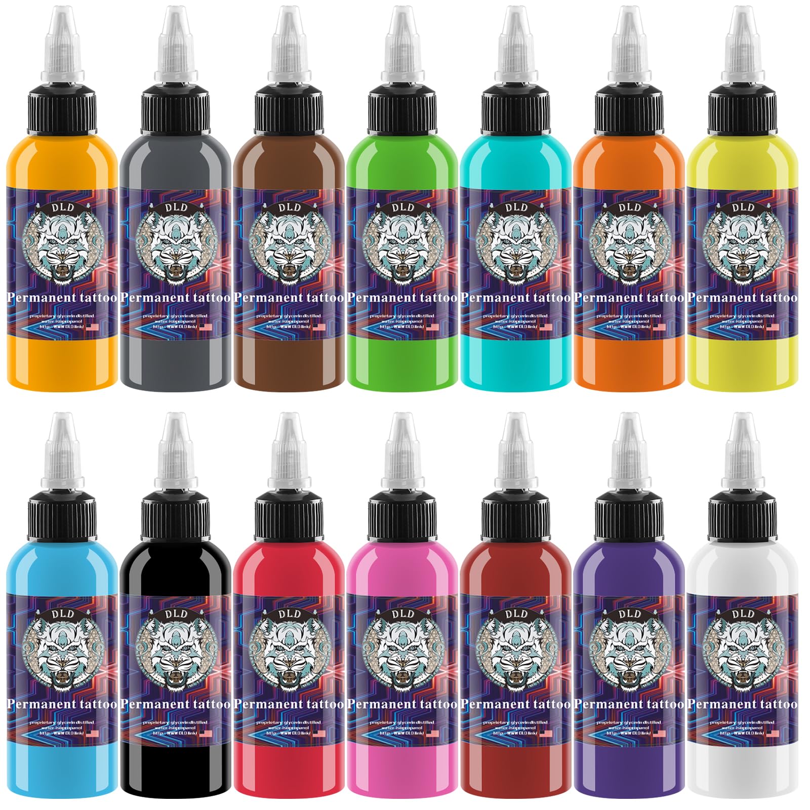 BAODELI Tattoo Ink Set 14 Colors – 1oz (30ml) Professional Pigment Kit TI203-30-14