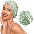 Baqzqudnl Adjustable Silk Satin Hair Bonnet – Double Layer Sleep Wrap (Unisex, Green)