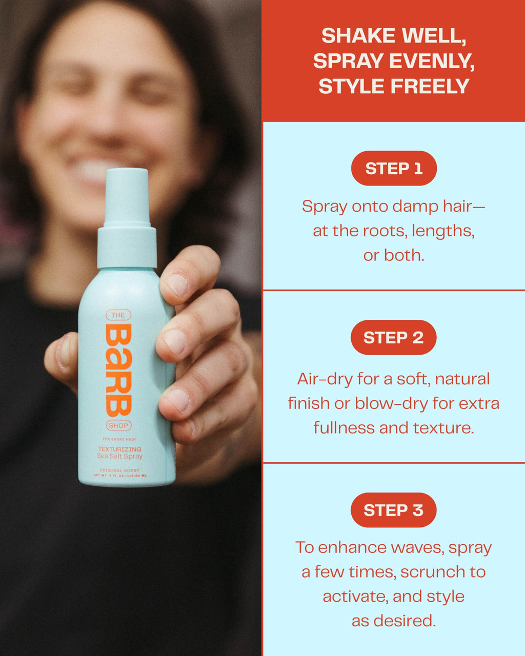 The Barb Shop Barb Sea Salt Spray – Beachy Texture, Light Hold, Fragrance Free (4 oz)