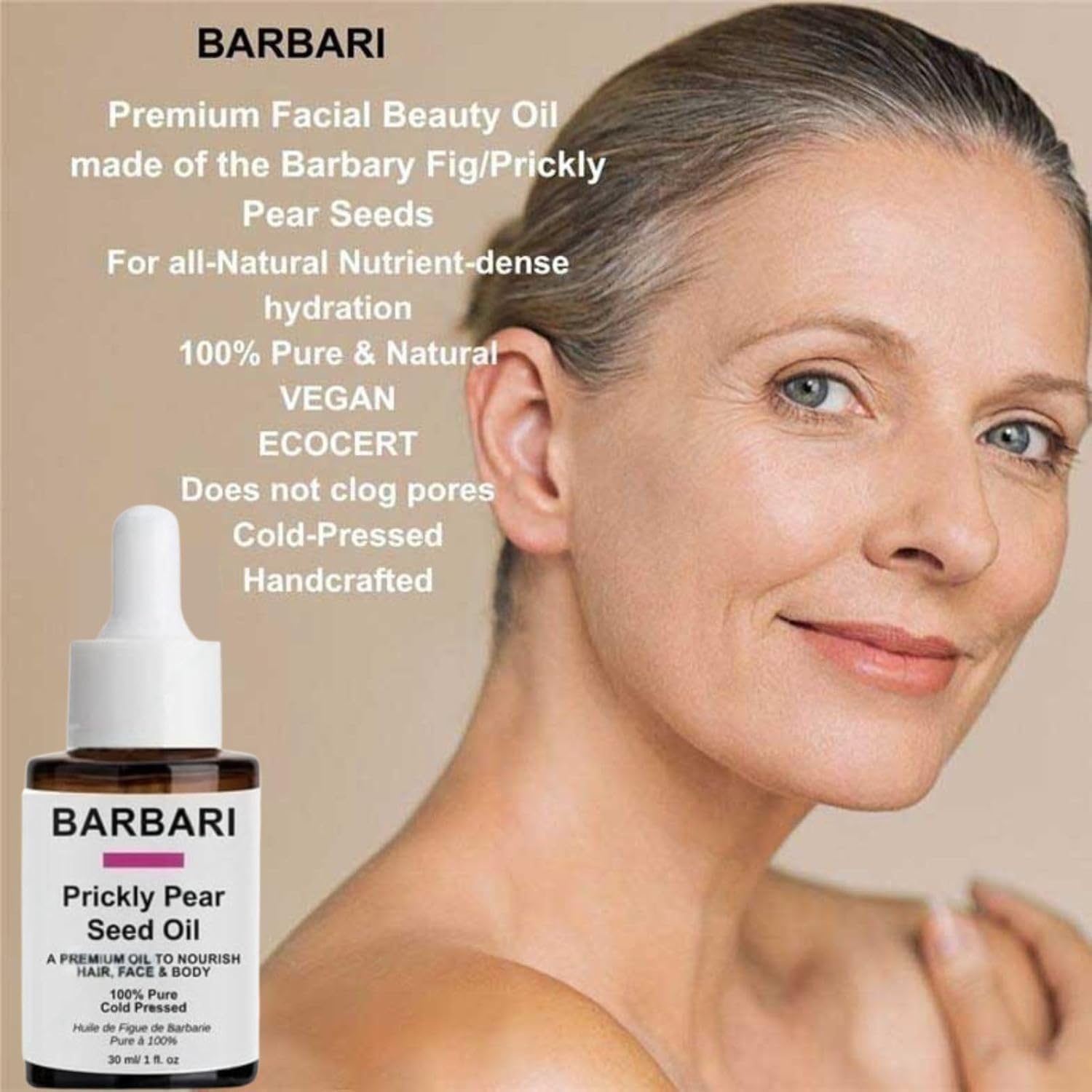 BARBARI Prickly Pear Oil – Hydrating Face, Hair & Nails | Lightweight, Fast-Absorbing Luxury Oil (30ml)