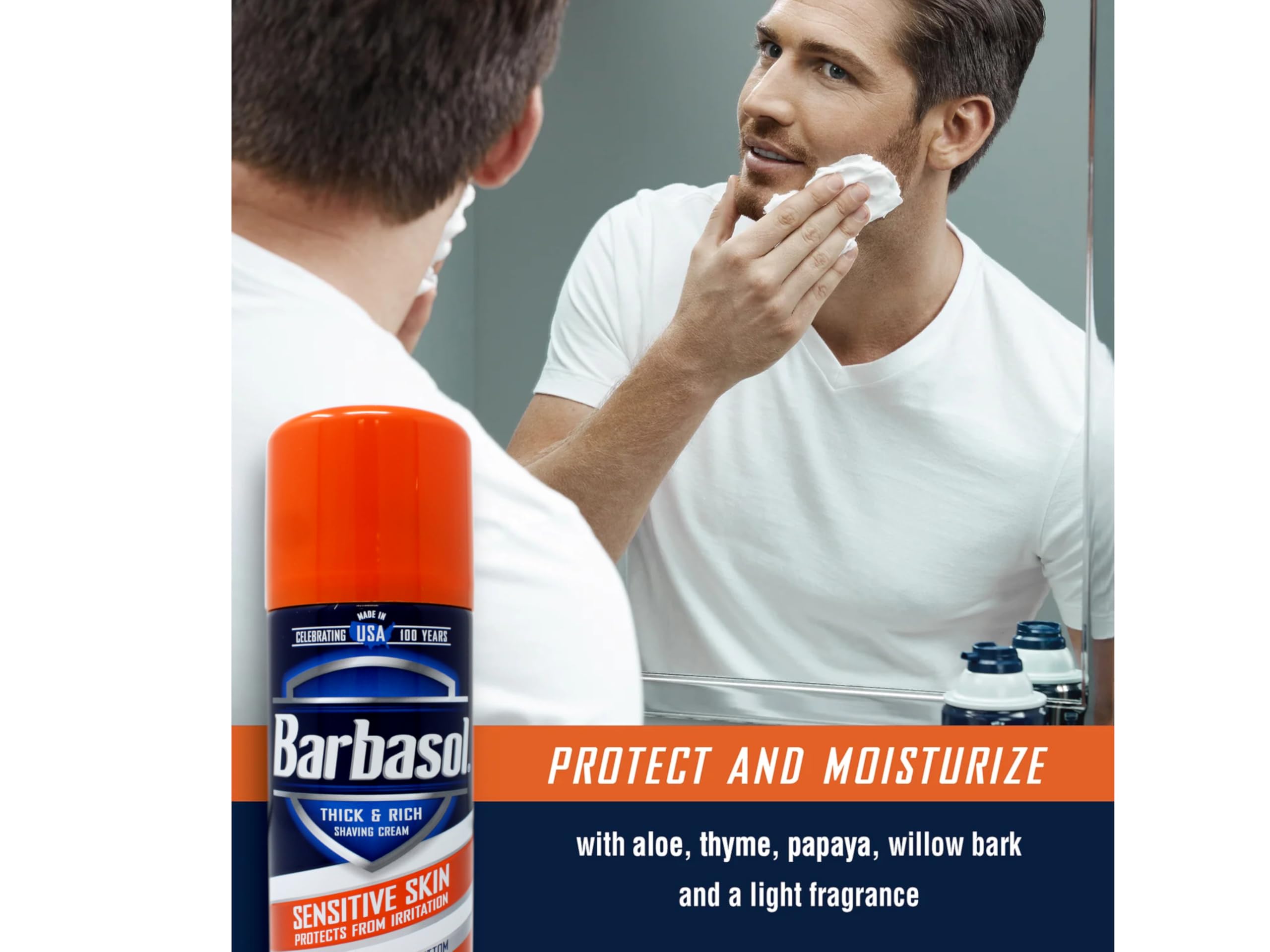 Barbasol Shave Cream 7 Ounce Sensitive Skin Pack of 3 | Gentle Formula & Rich Lather