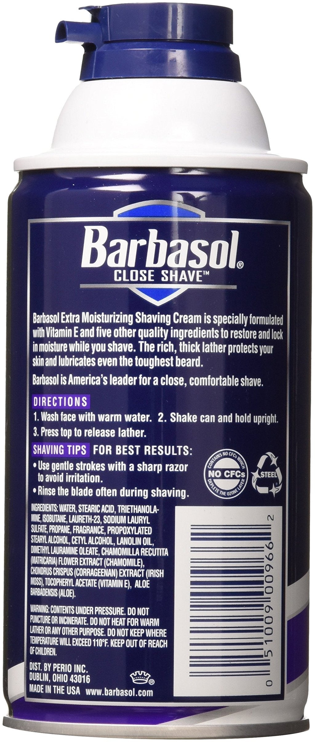 Barbasol Extra Moisturizing Shaving Cream with Vitamin E – 10 oz (2 Pack)