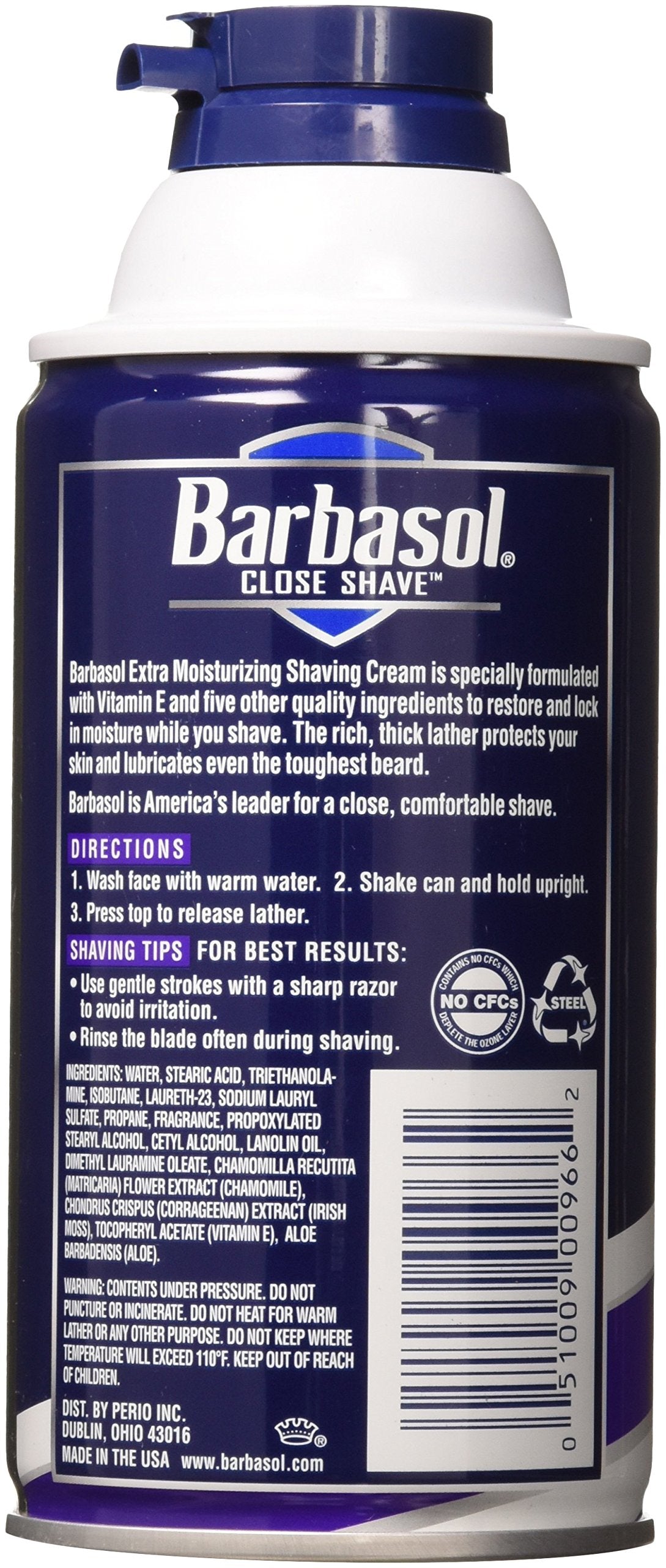Barbasol Extra Moisturizing Shaving Cream with Vitamin E – 10 oz (2 Pack)