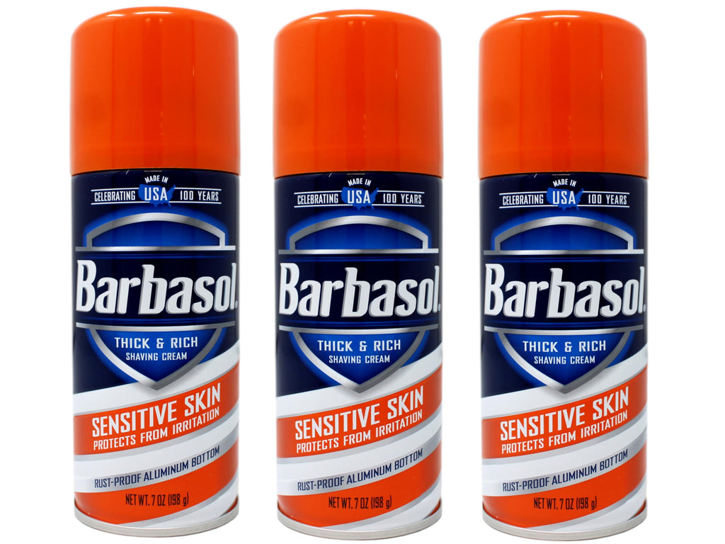 Barbasol Shave Cream 7 Ounce Sensitive Skin Pack of 3 | Gentle Formula & Rich Lather