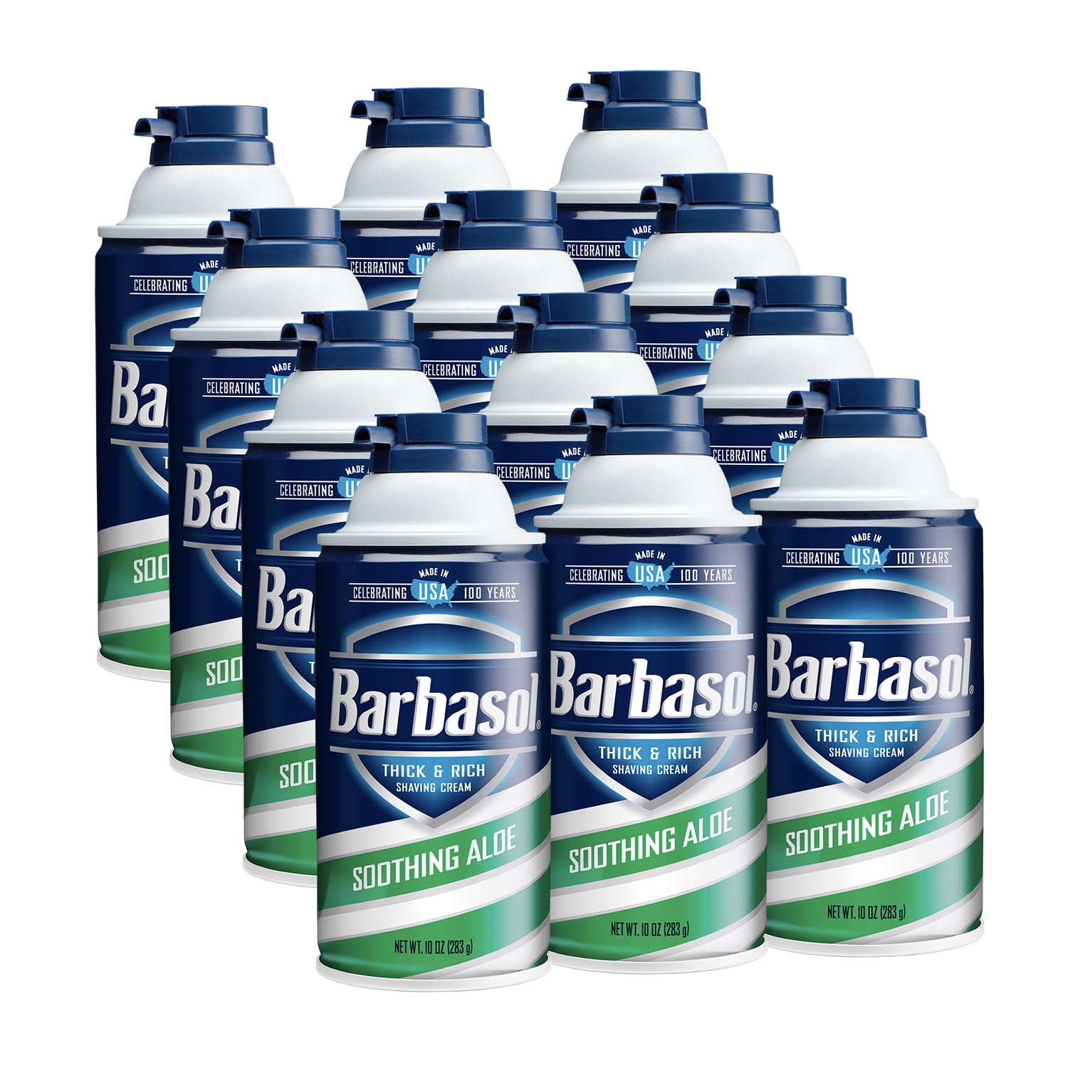 Barbasol Soothing Aloe Thick & Rich Shaving Cream 10 oz (Pack of 12) – Ultra Slick Lather & Hydration