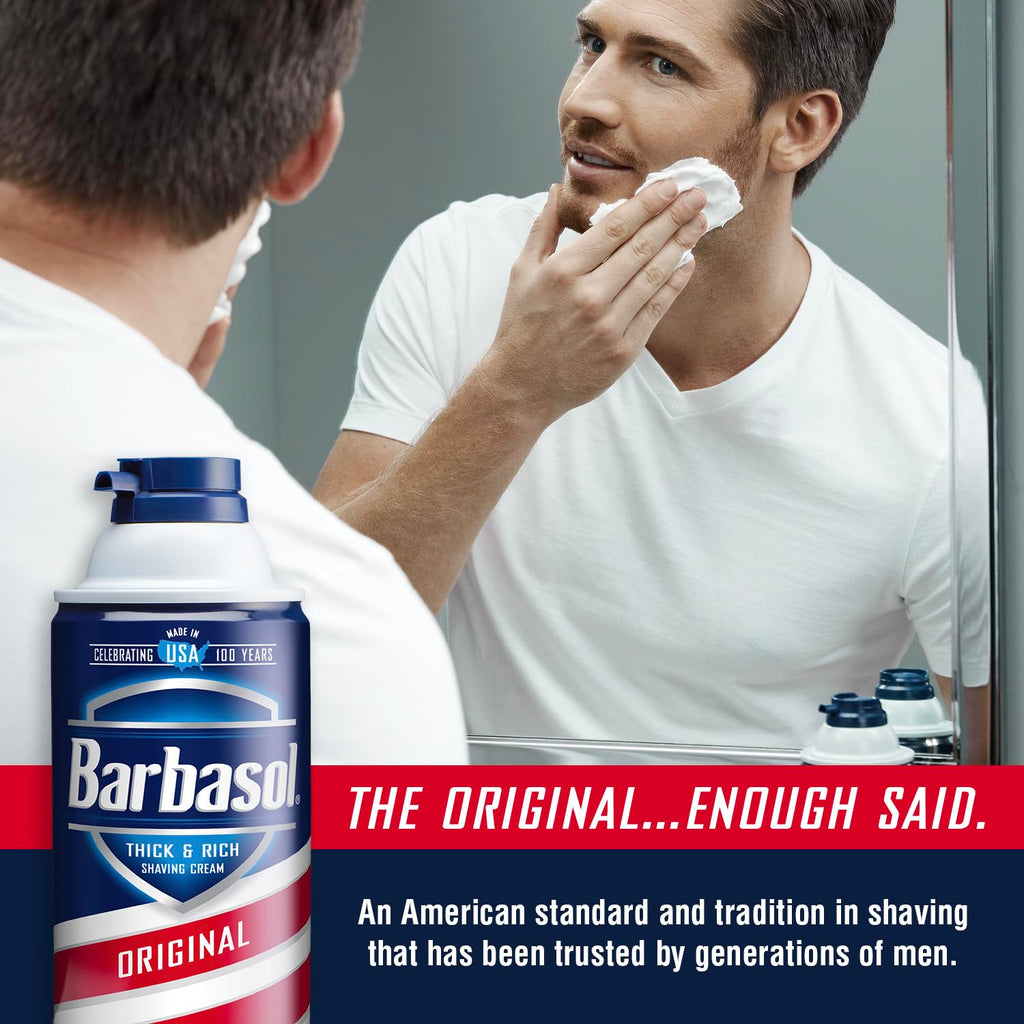 Barbasol Original Thick & Rich Shaving Cream 10 oz – Pack of 12 | Premium Close Shave