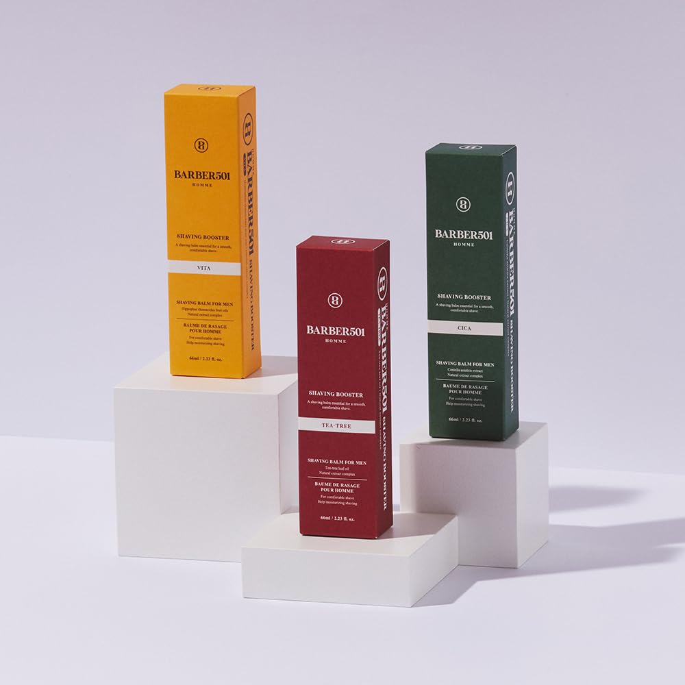 Barber501 Shaving Booster Balm – Gel-to-Oil Shaving Cream, Travel Size Trio (Red, Green, Yellow)