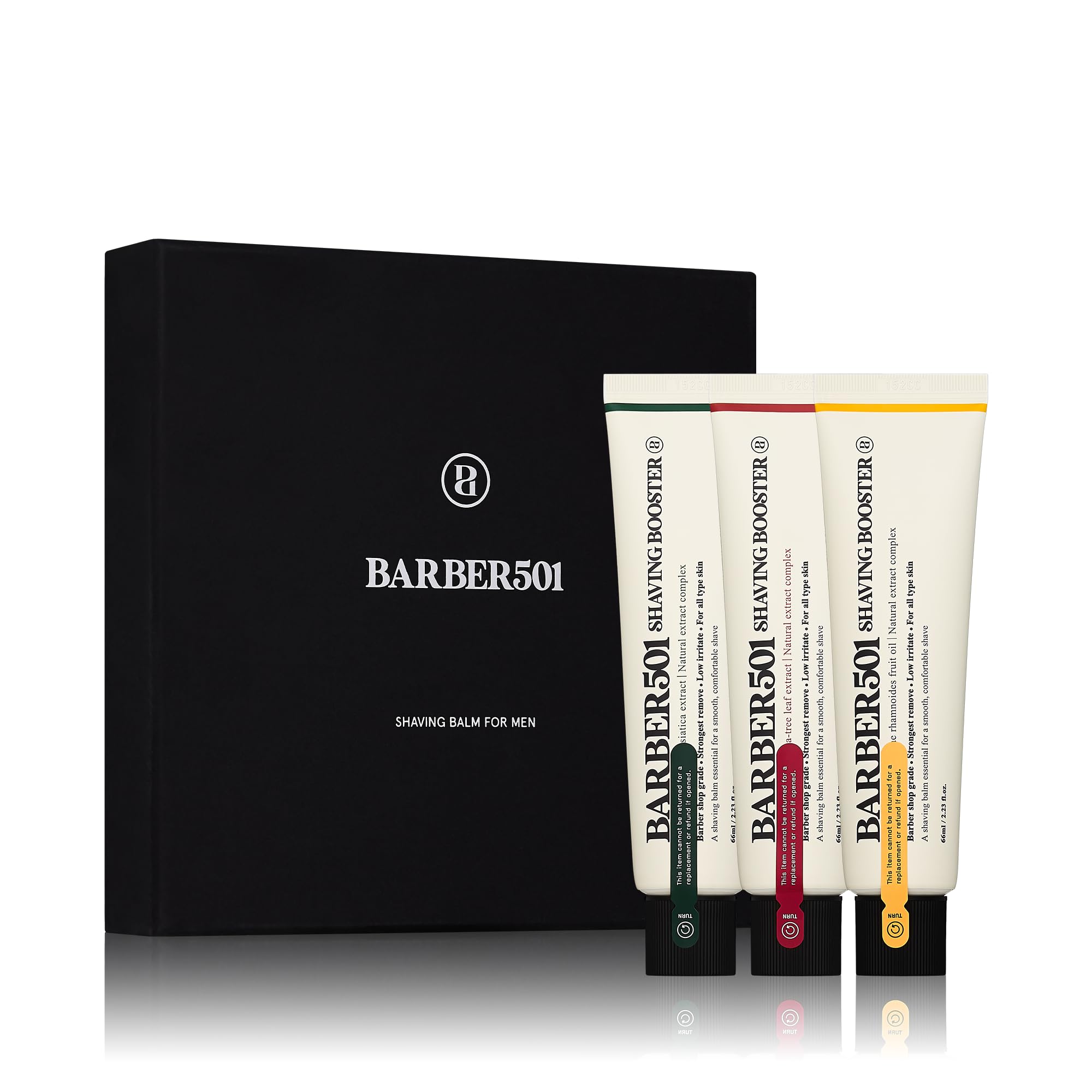 Barber501 Shaving Booster Balm – Gel-to-Oil Shaving Cream, Travel Size Trio (Red, Green, Yellow)