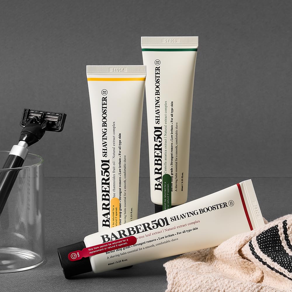 Barber501 Shaving Booster Balm – Gel-to-Oil Shaving Cream, Travel Size Trio (Red, Green, Yellow)