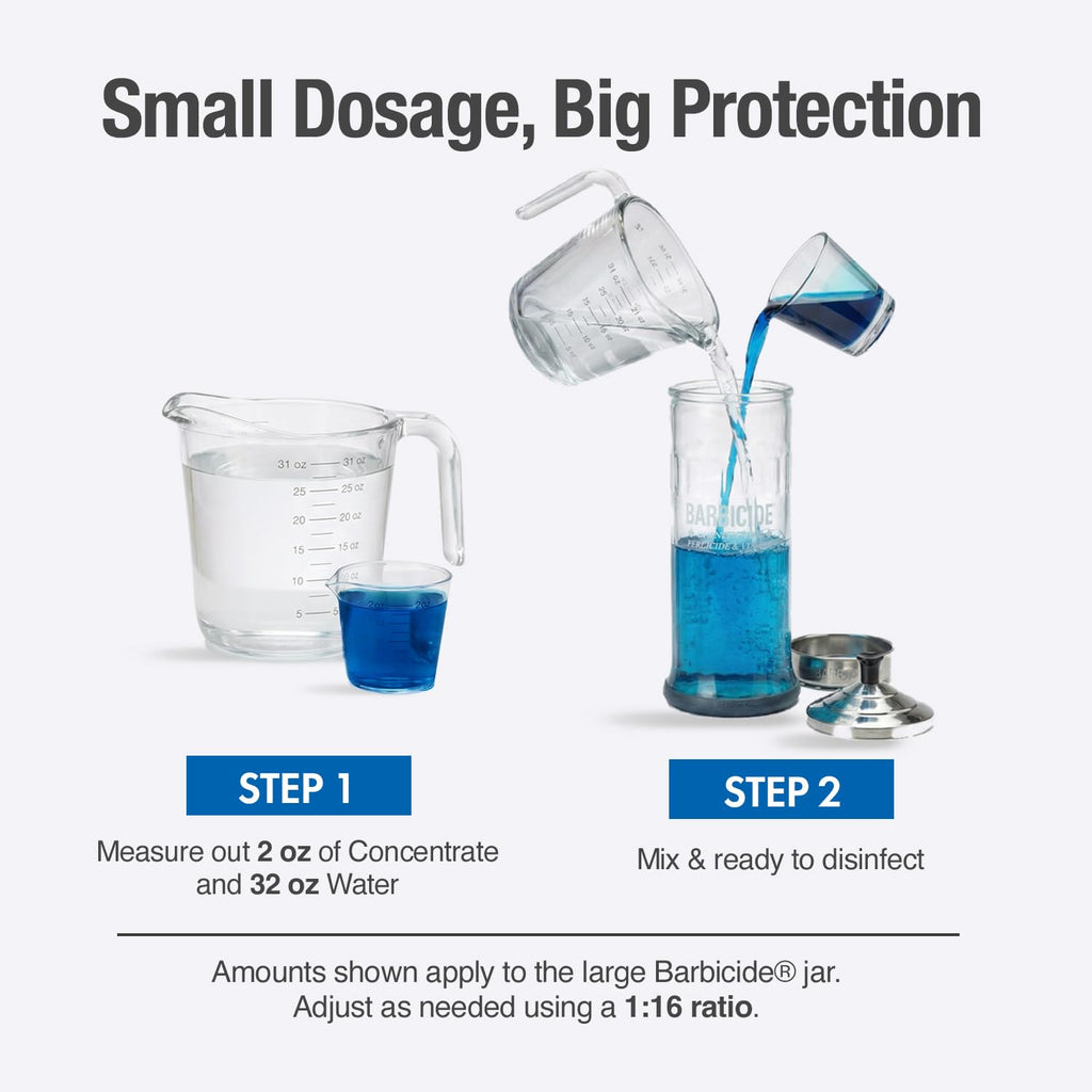 BARBICIDE Disinfecting Jar Large 37 Fl Oz – Glass Tool Sanitizer with Stainless Cap & Basket for Salons