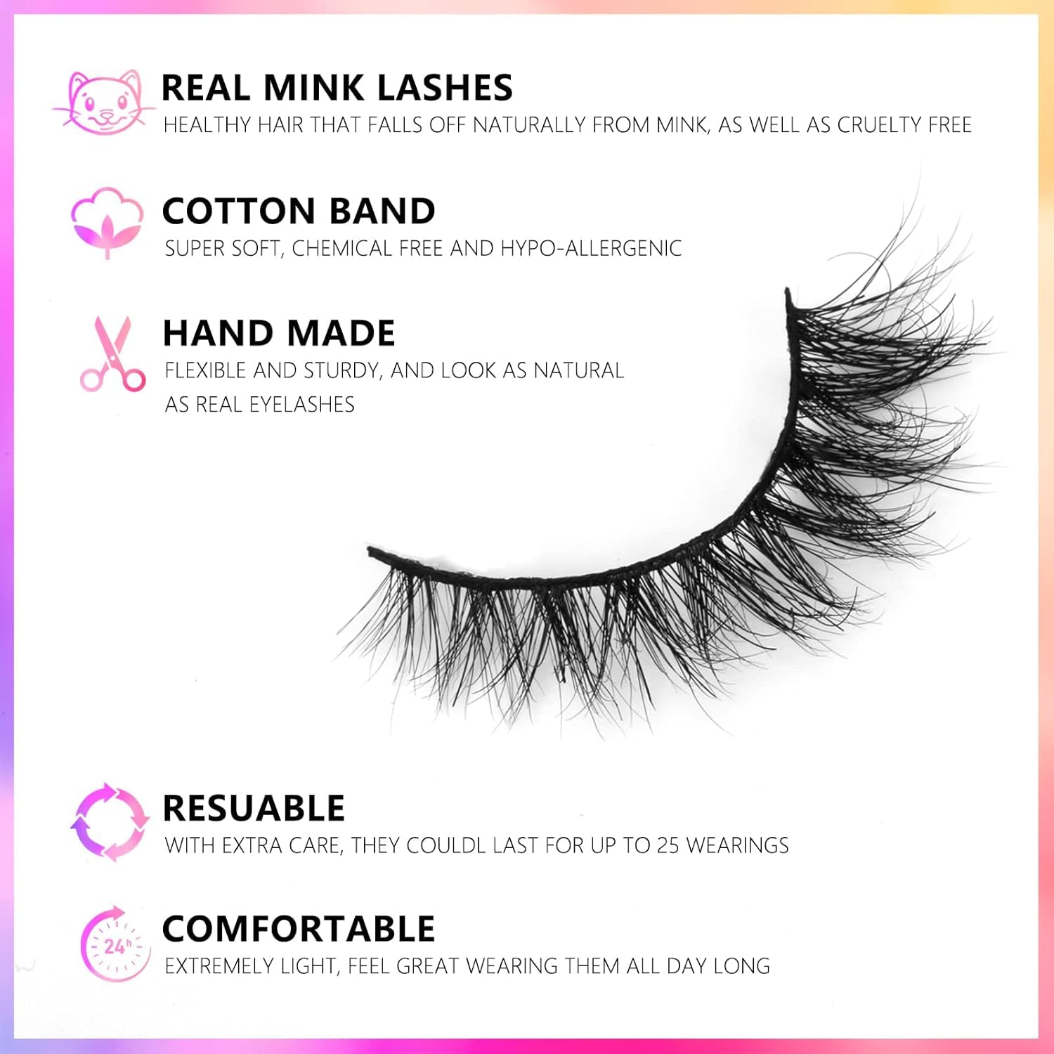 Barbiely 14MM Mink Lashes – 3 Pairs, Natural Cat-Eyes, Cruelty-Free & Reusable