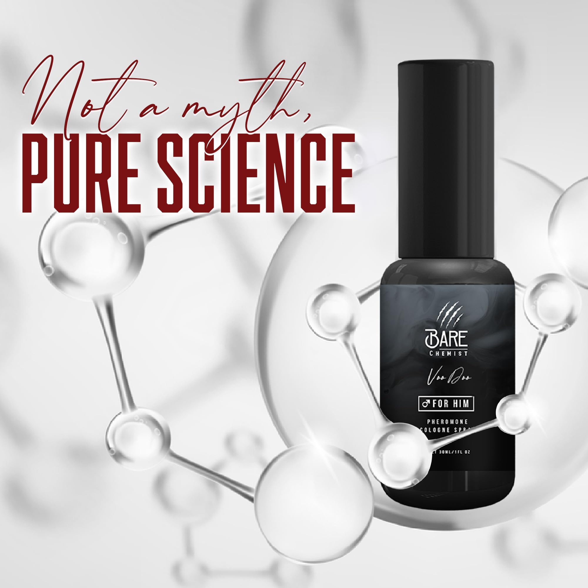 Bare Chemist Voodoo Pheromone Cologne for Him – Long Lasting Formula | 1oz Pheromone Perfume Oil Spray