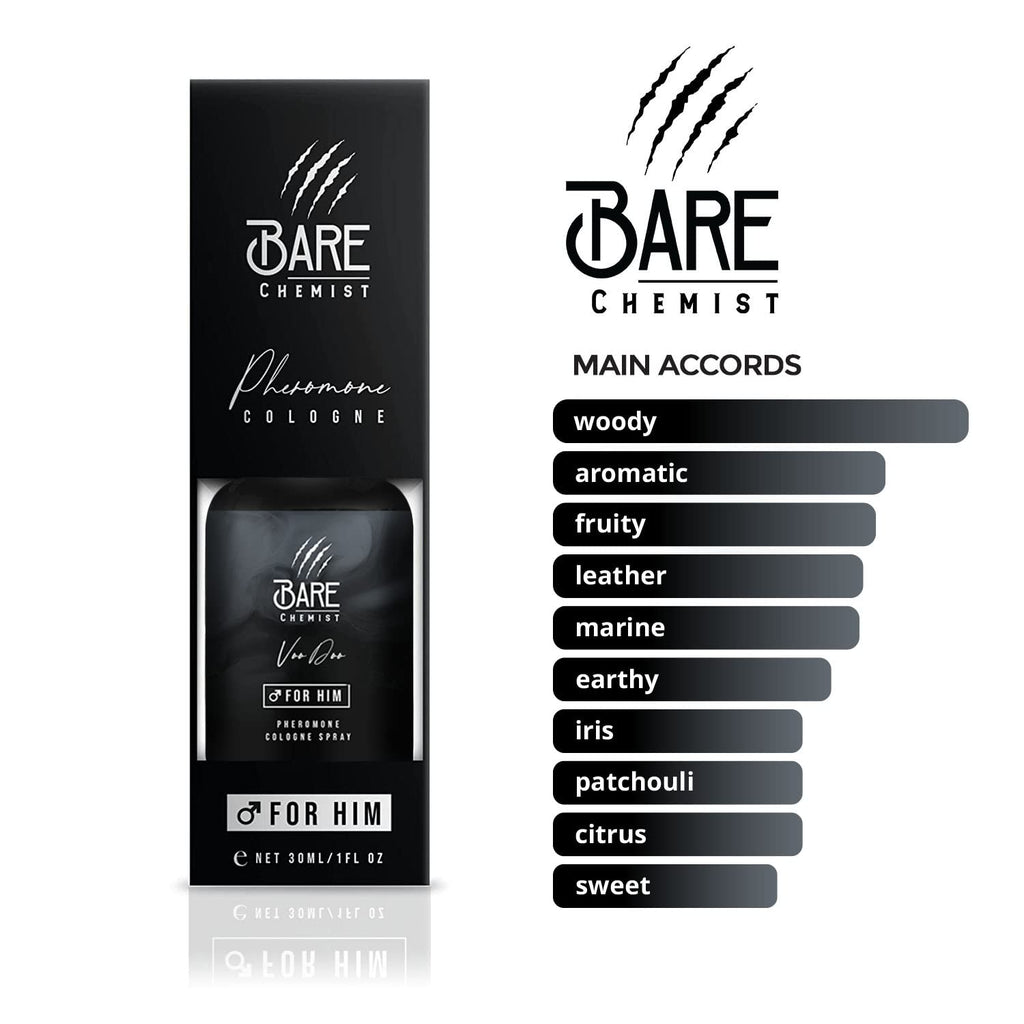 Bare Chemist Voodoo Pheromone Cologne for Him – Long Lasting Formula | 1oz Pheromone Perfume Oil Spray