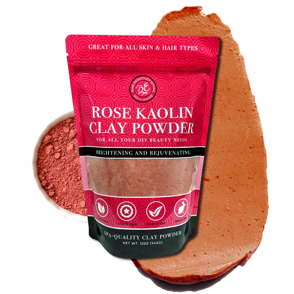 Bare Essentials Living Pink Kaolin Clay Rose Powder (12 oz) – 100% Natural Pink Clay for DIY Masks, Soaps, Bath & Colorants