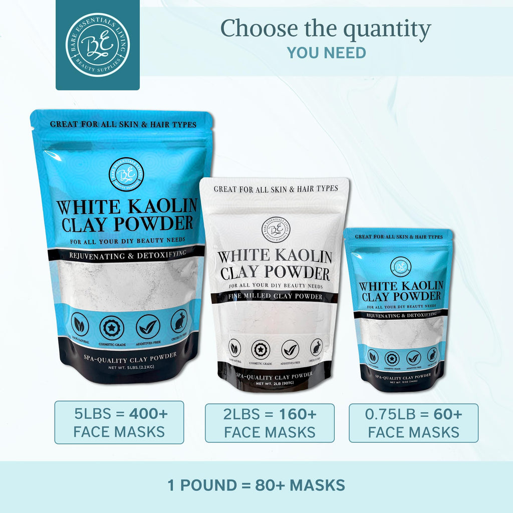 Bare Essentials Living White Kaolin Clay Powder 2lb – DIY Beauty, Soap, Bath & Gardening