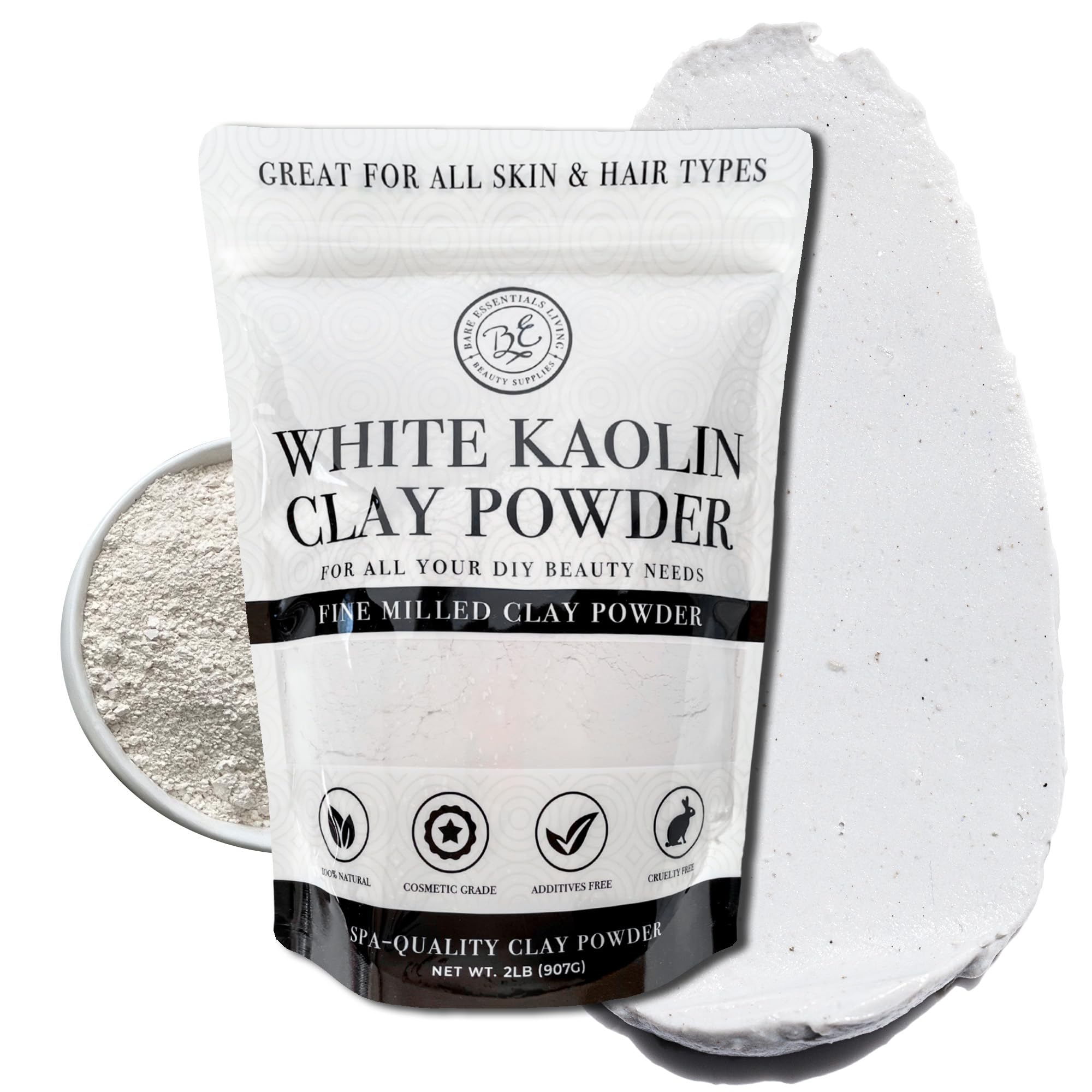 Bare Essentials Living White Kaolin Clay Powder 2lb – DIY Beauty, Soap, Bath & Gardening