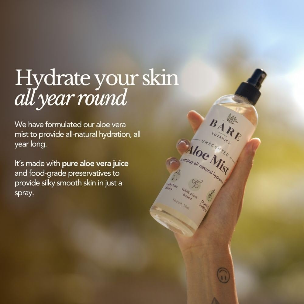 BARE BOTANICS 12 oz Unscented Cooling Aloe Spray – Handpoured in Madison, WI