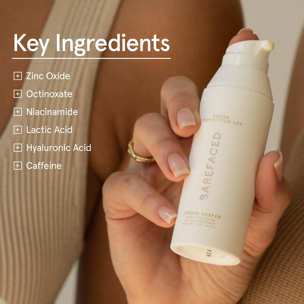 Barefaced Sheer Protection SPF 50+ – Oil-Free Sunscreen for Women with Zinc Oxide, Niacinamide & Hyaluronic Acid (Universal Tint, 60ml)