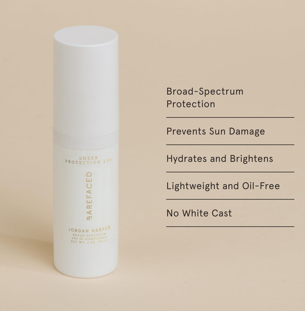Barefaced Sheer Protection SPF 50+ – Oil-Free Sunscreen for Women with Zinc Oxide, Niacinamide & Hyaluronic Acid (Universal Tint, 60ml)