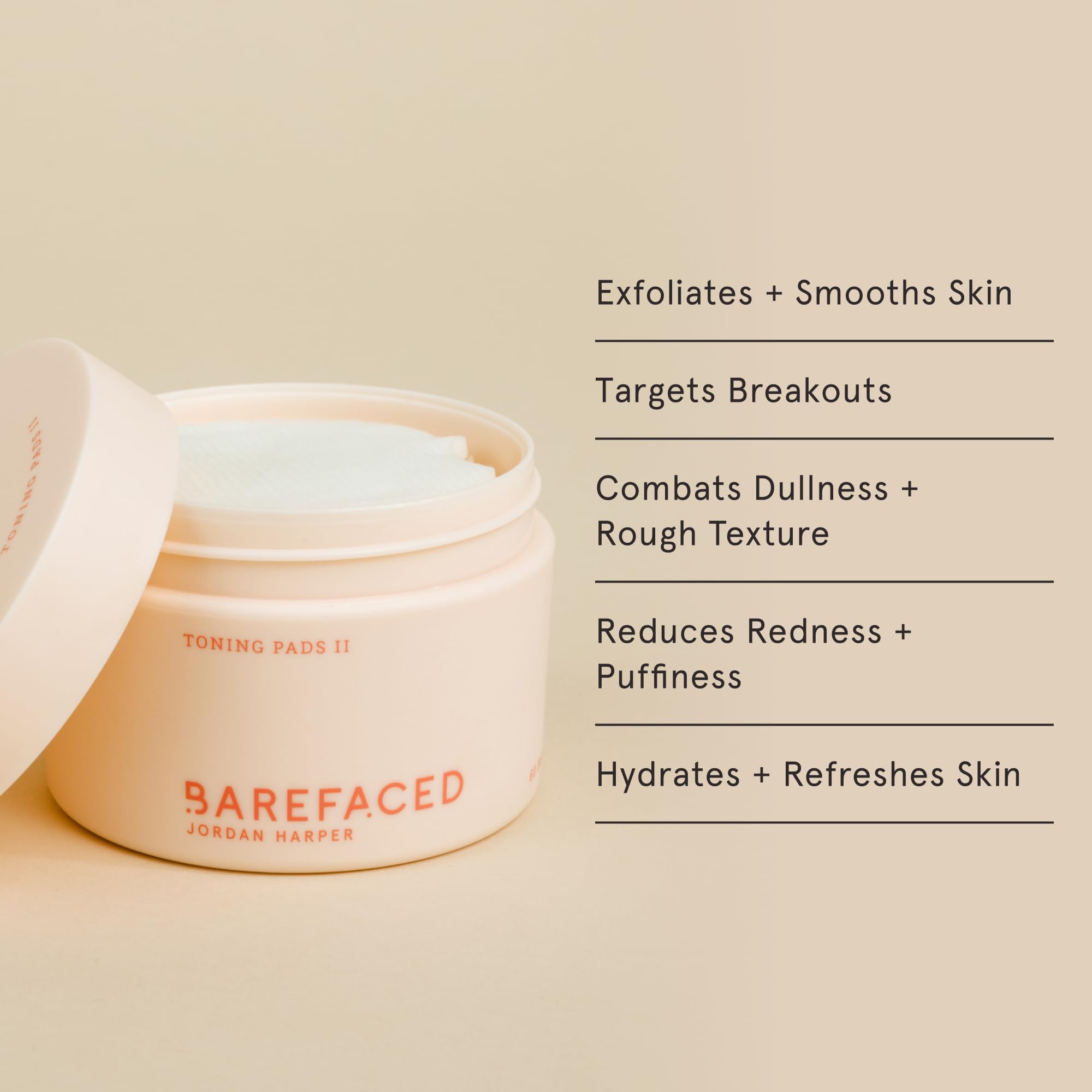 Barefaced Toning Pads II (60 Count) – Exfoliating Pads with 5% Glycolic & Salicylic Acid for Brightening and Clear Pores