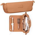 BAREFOOT CARIBOU Hair Tools Travel Bag & Heat-Resistant Mat | 2-in-1 Organizer with Pockets (Brown)