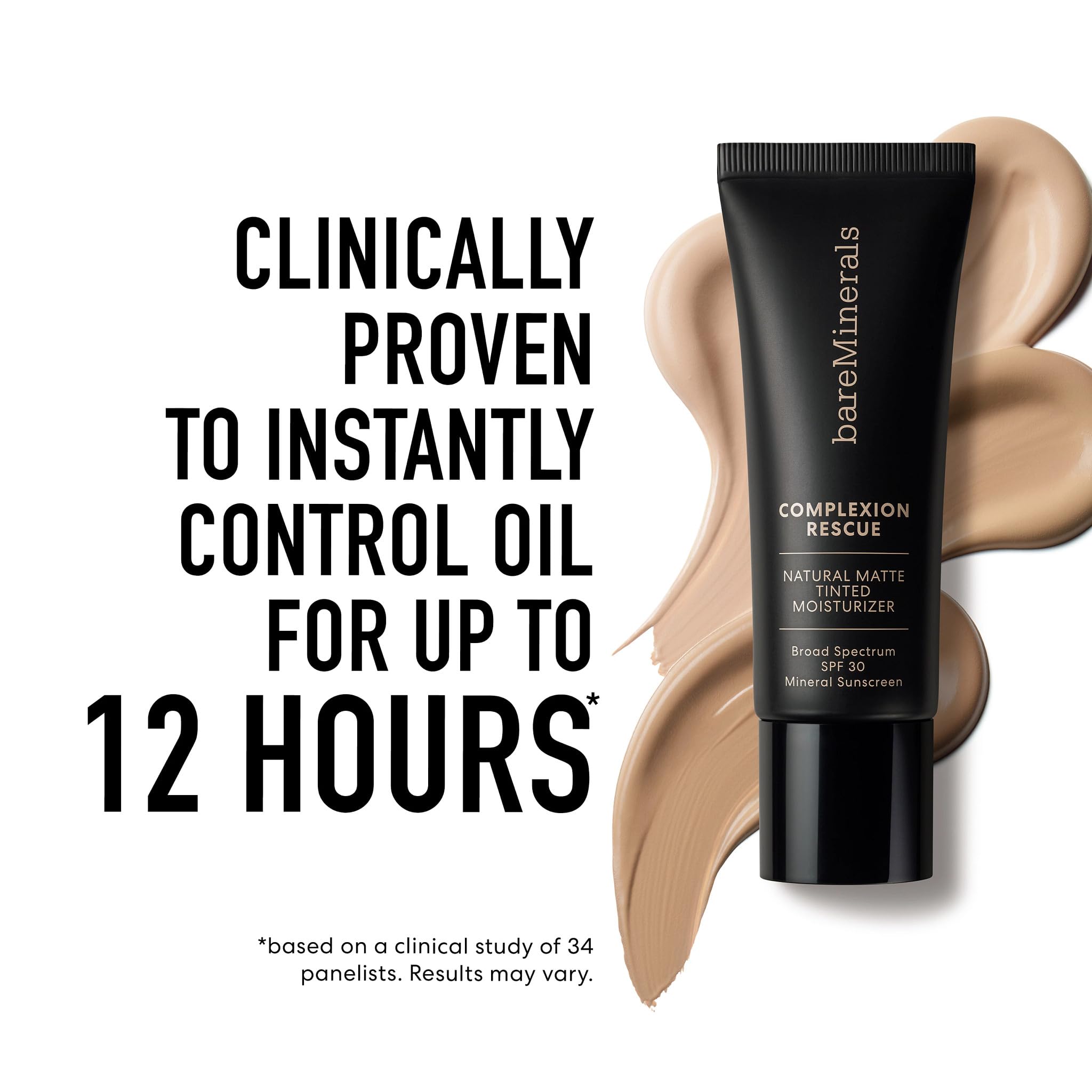 BareMinerals Complexion Rescue Natural Matte Tinted Moisturizer Suede 04 – Vegan, Cruelty-Free, Dermatologist-Tested
