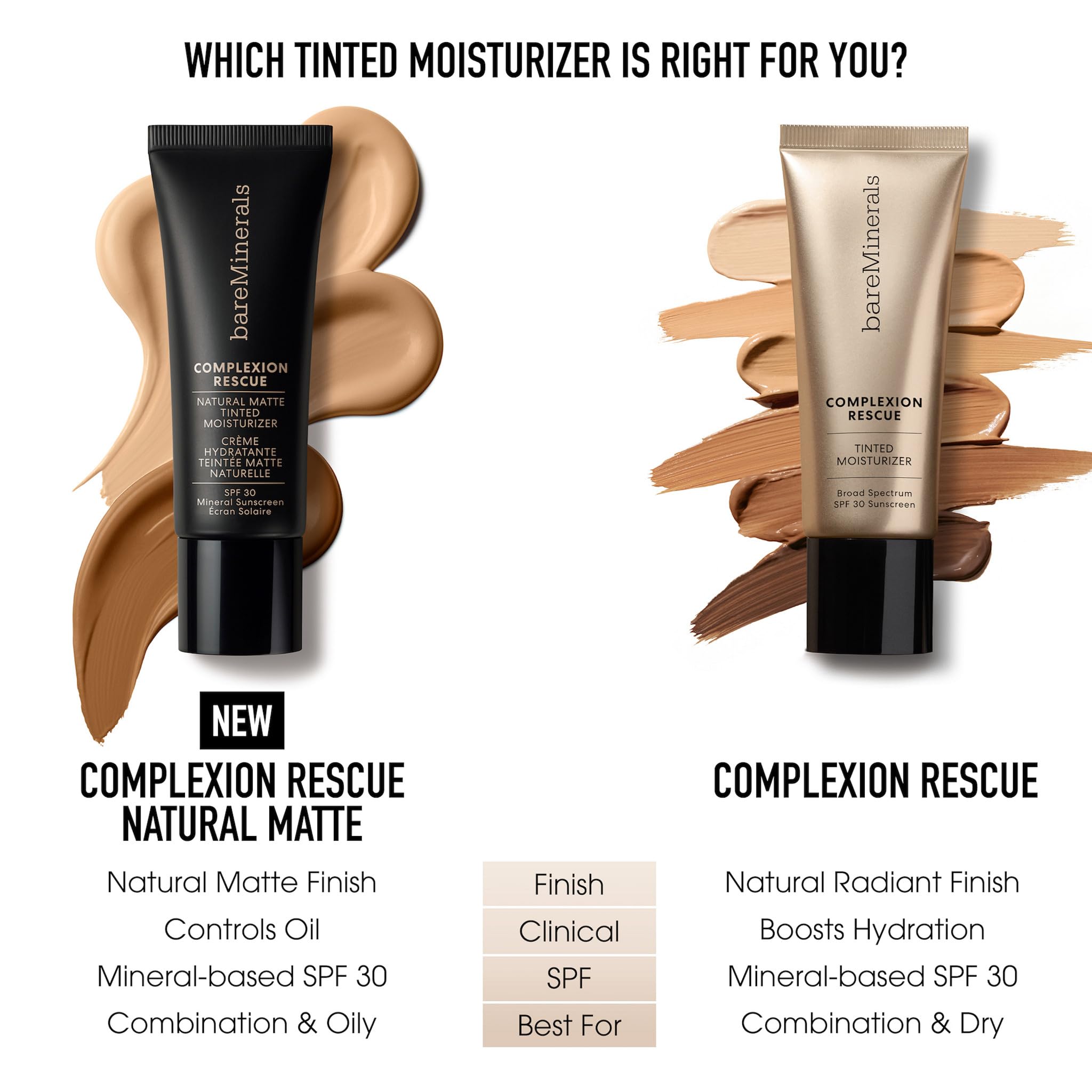 BareMinerals Complexion Rescue Natural Matte Tinted Moisturizer Suede 04 – Vegan, Cruelty-Free, Dermatologist-Tested