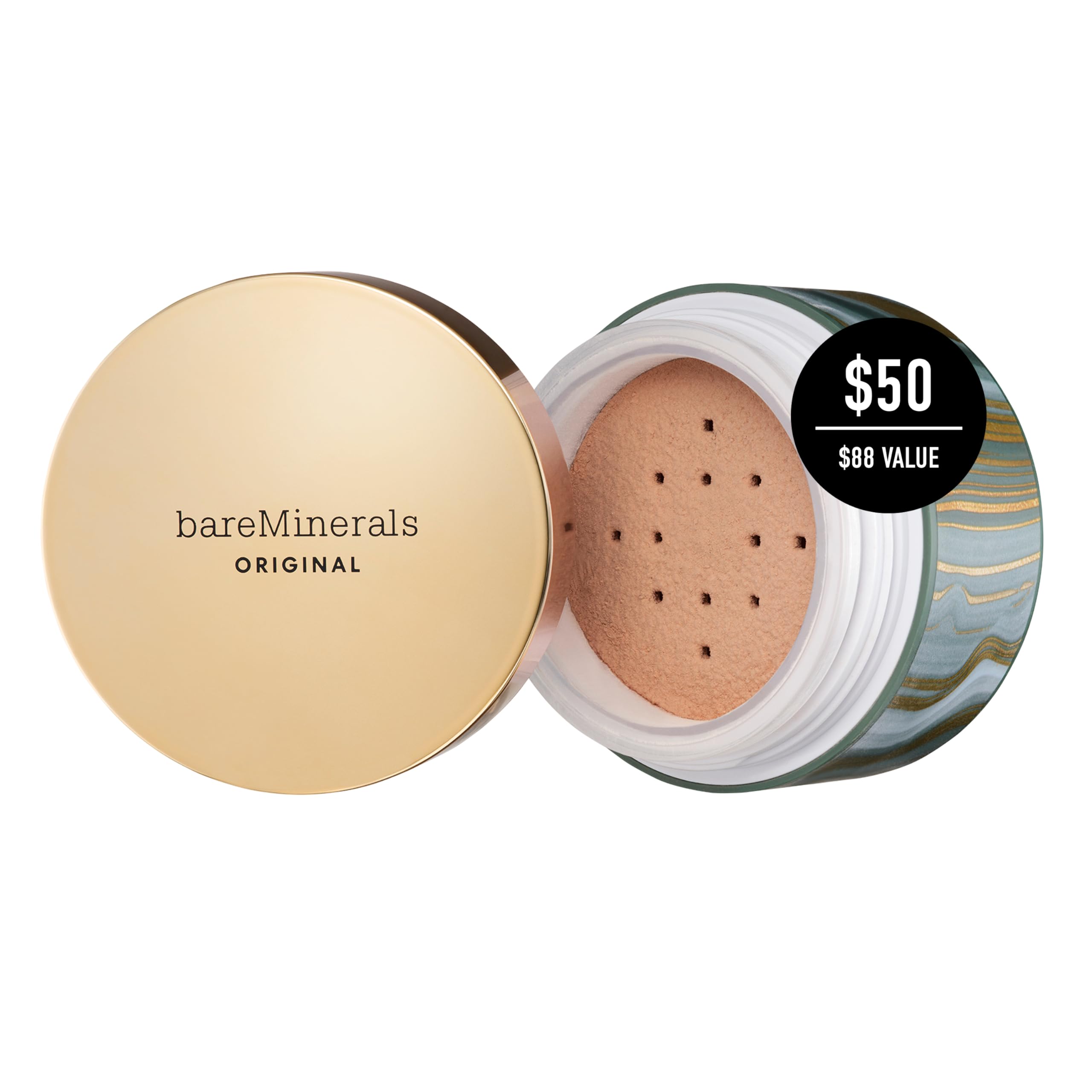 bareMinerals Deluxe Original Loose Mineral Foundation SPF 15 – Holiday Limited Edition (Medium Tan) – Vegan, Cruelty-Free