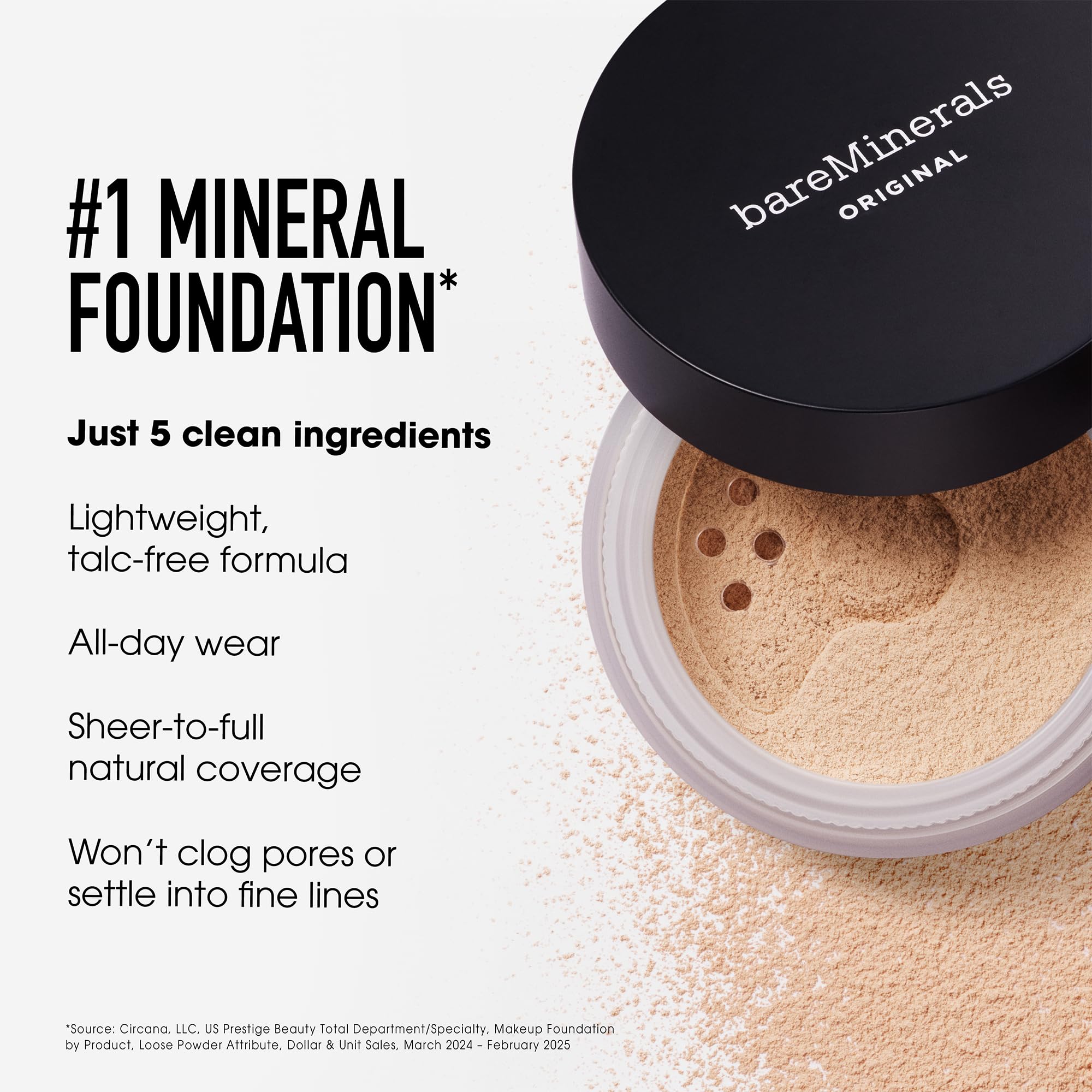 bareMinerals Deluxe Original Loose Mineral Foundation SPF 15 – Holiday Limited Edition (Medium Tan) – Vegan, Cruelty-Free