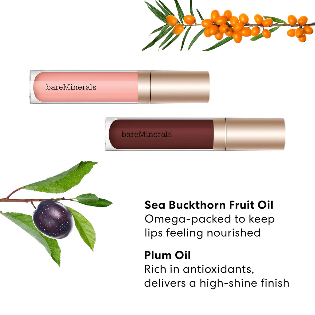 bareMinerals Mineralist Lip Gloss-Balm Serenity & Cranberry – Vegan, Cruelty-Free