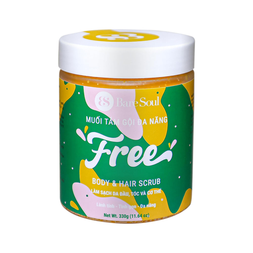 BareSoul FREE Body & Hair Scrub 11.6 oz | Natural Exfoliating Scrub for Scalp & Body