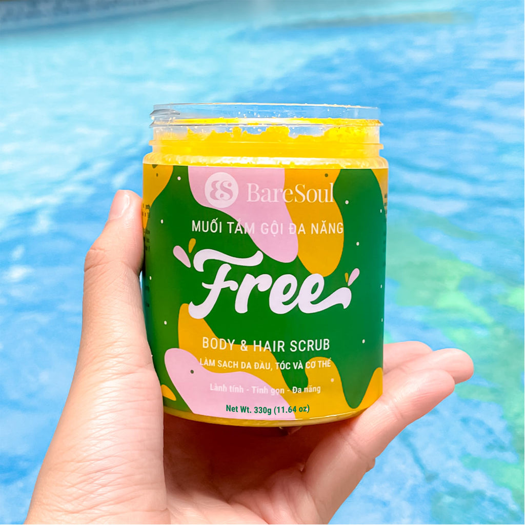 BareSoul FREE Body & Hair Scrub 11.6 oz | Natural Exfoliating Scrub for Scalp & Body