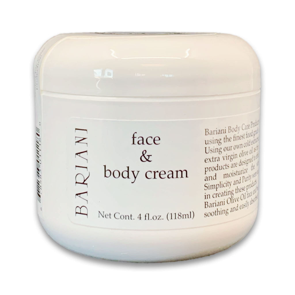 Bariani Extra Virgin Olive Oil Face & Body Cream – Fragrance Free, 4 oz | Daily Moisturizer for All Skin Types