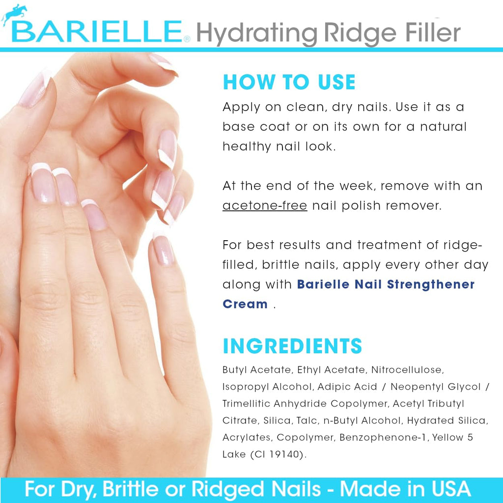 Barielle Hydrating Ridge Filler – Strengthening Base Coat for Ridged Nails, 0.5 oz