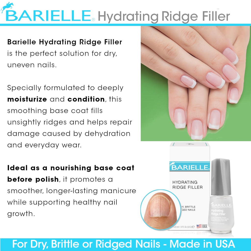 Barielle Hydrating Ridge Filler – Strengthening Base Coat for Ridged Nails, 0.5 oz